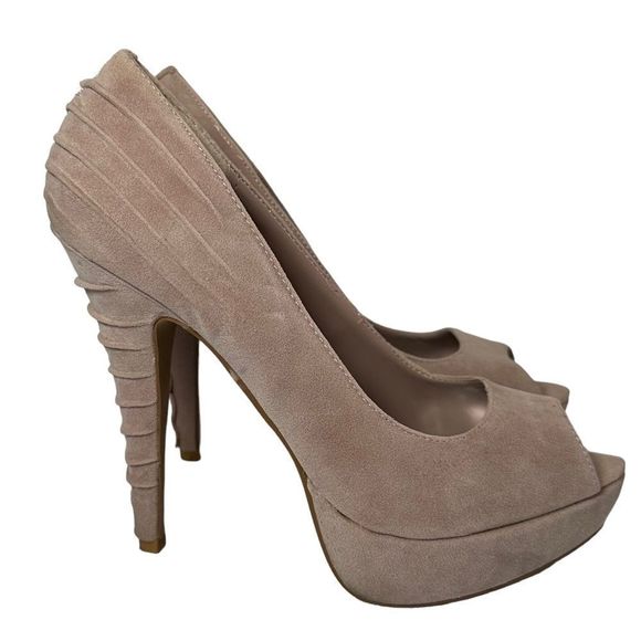 Taupe Open Toe High Heels Charlotte Russe Womens Size 7 - Picture 1 of 12